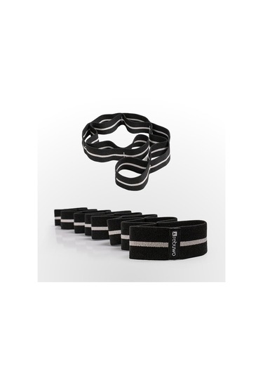 Rebuwo Sekiz Kademeli Pilates Bandı Direnç Bandı Yoga Lastiği Esneme Kayışı Siyah Siyah