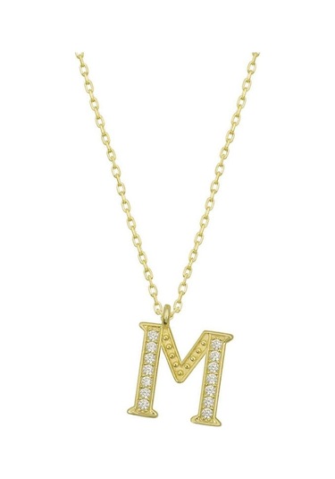 Gümüş Gold M Harfi Kadın Kolye (551188859)