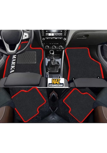Seat Leon 1p 2006-2012 Siyah Halı Kırmızı Kenar Petek Topuk