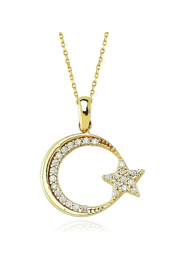 Glorria Altın Ay Yıldız Kolye - Hediye Seti N11.28144