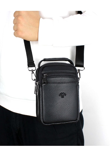Erkek Siyah Çok Cepli Askılı El Ve Omuz Çantası Siyah