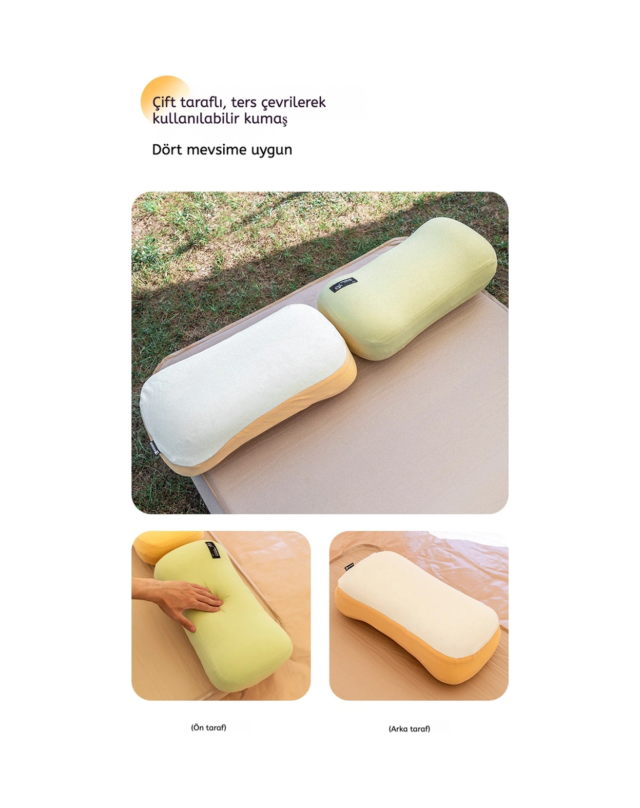 Hıkeman Kamp Yastığı Hafif, Memory Foam Seyahat, Kamp, Ofis Ve Bel Destek Yastığı Yeşil