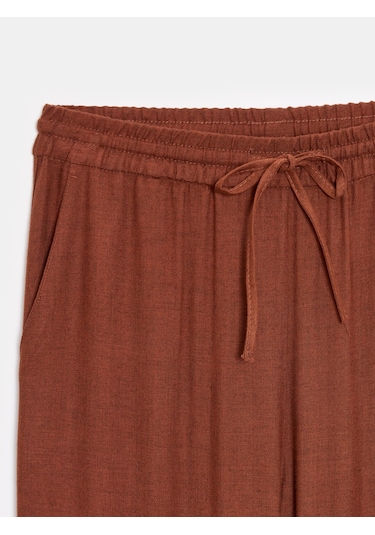 Dilvin 72225 Beli Lastikli Dökümlü Pantolon-kiremit Kiremit