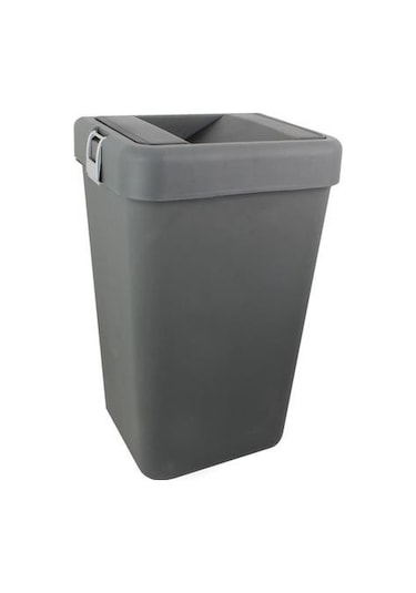 Motek 40 Litre Hassas Kapaklı Tek Gözlü Çöp Kovası Siyah