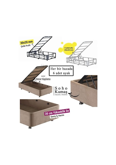 Nironyatak Niron Queen Çift Kişilik Pedli Yatak Seti 150X200 Sütlü Kahve Kum