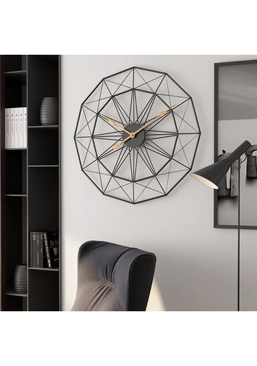 Goldenqian 50 Cm Retro Iskandinav Demir Sanat Büyük Sessiz Asılı Saat Ev Dekor Yeni 3nloga Siyah