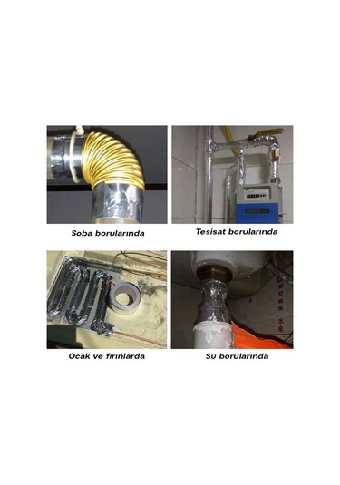Alüminyum Folyo Bant 45 Mm X 10 Metre Yanmaz Soba Borusu Bandı (504175502)
