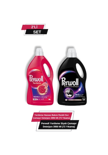 Perwoll Siyahlar İçin + Renkliler İçin Sıvı Çamaşır Deterjanı 2 x 3960 ML