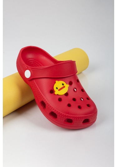 Kız Çocuk Sarı Civciv Logulu Terlik-5803-kırmızı Kırmızı