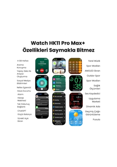 Harvox Hk 11 Pro Max Amoled Akıllı Saat Iphone Ve Android Tüm Telefonlara Uyumlu 46 Mm Siyah