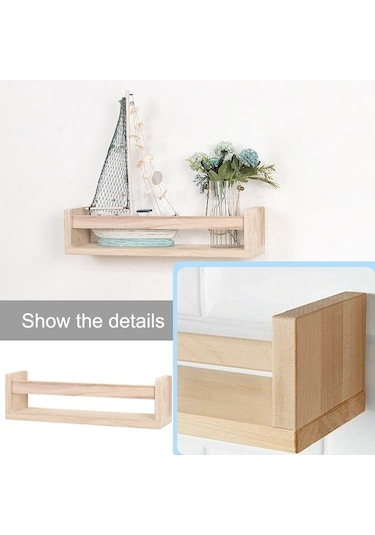 Kahverengi Ahşap Baharat Kavanoz Rafı Duvara Monte Şamandıra Rafları Kitap Kutusu Ekran Mutfak Depolama Rafı