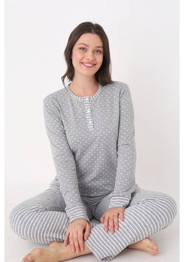 Nbb Kadın Gri Patlı Pijama Takımı Gri