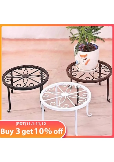 Siyah-avrupa Demir Saksılar Için Standı Metal Saksı Bitki Standı Yuvarlak Paslanmaz Tutucu Bahçe Yetiştiricilerinin Kapalı Açık Ev Dekor