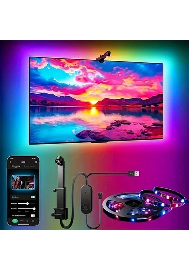 Honeybeeshop Eıssloly Rgbıc Led Tv Arka Aydınlatma Şeridi 5m 16 4ft Ar Sensörlü Uygulama Müzik Uyumlu Usb Güçlü 35 80 İnç Tv Monitör Oyun Yatak Oturma Odası