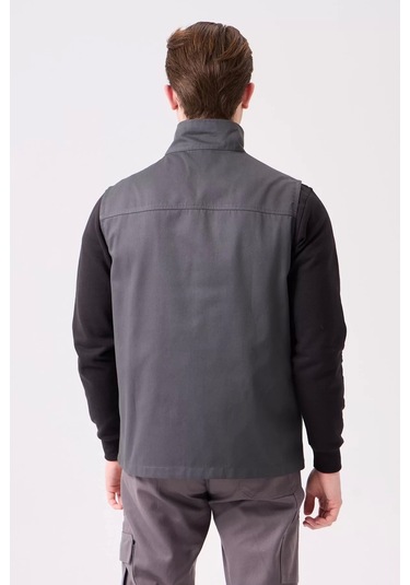 Erkek İş Yeleği Çok Cepli Su Geçirmez Pyrus Suya Konforlu Füme-a.gri