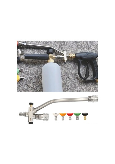 Yifomall "304 Paslanmaz Çelik Köpük Topu Ve Basınçlı Yıkayıcı Çift Uçlu Aksesuar Seti - 5 Nozul Dahil"