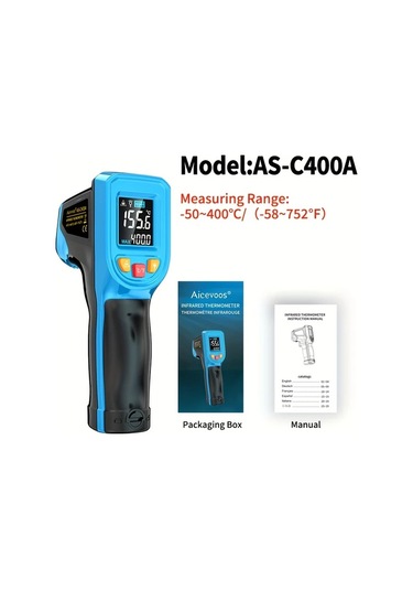 Boatshop1 C400a Yüksek Hassasiyetli Kızılötesi Termometre Endüstriyel Mutfak Fırın Yağ Ve Su Sıcaklık Ölçer