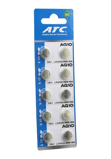 Atc Alkaline Button Battery Ag10 Lr-1130/389/189 Düğme Pil Alkalin 1.5v 10lu Kart 4741