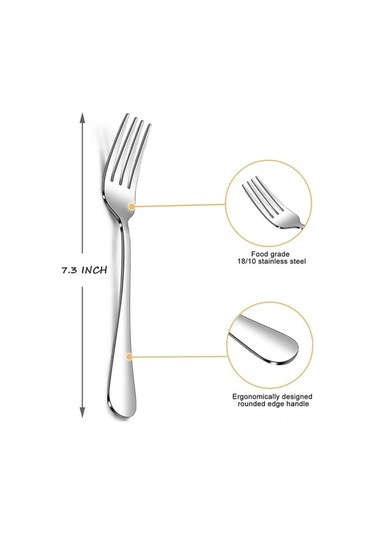 Didadodo Paslanmaz Çelik 8 Parça Salata Takımı - Uzun Saplı, Parlak, Ev & Dış Mekanlar İçin Gümüş Gümüş