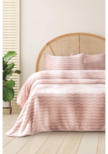 Merinos Dream Home 3 Parça Battaniye Seti Blush Gülkurusu