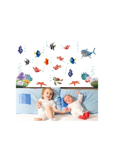 Dianziye Deniz Dünyası Duvar Stickerı - Tekrardan Kullanıma Uygun, Kolay Yapıştır & Çıkar, Oturma Odası/çalışma Odası Dekorasyonu 60x45cm Ay617 Diğer