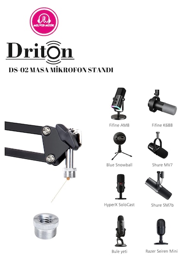 Driton Ds-02 Profesyonel Kondenser Masa Tipi Mikrofon Standı