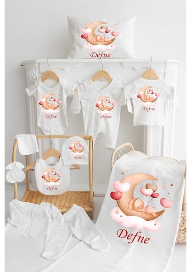 Bebewini Pamuk Baskılı 11'li İsimli Hastane Çıkışı M26 Ekru