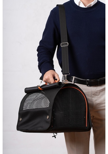 Brave Paws Perdeli Flybag Plastik Yırtılmaz Fileli Kedi Köpek Taşıma Çantası Havayolu Çantası