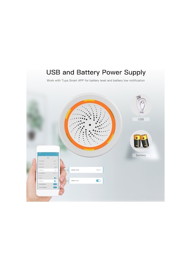 Konesam Akıllı Wifi Alarm Siren - 90db Sesli Ve Flaşlı, Uzaktan Kontrol, Ev Güvenliği İçin