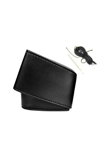 Oto Deri Direksiyon Kılıfı Kokusuz Siyah Dikişli