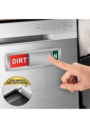Neevoyu Bulaşık Makinesi Mıknatıslı İşaretçi - Temiz/kirli Durumu Gösterici, Gümüş Renkli Kırmızı/yeşil İkonlar Gümüş