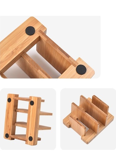 Pazly Suntek Bambu Kesme Tahtası Rafı, Kap Tava Kapakları Ve Plakalar Kahverengi Kahverengi