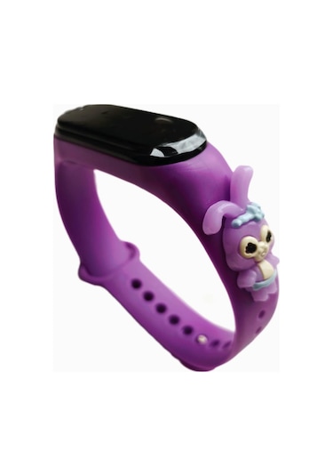 .japanex Renkli Led Ekranlı Silikon Kordonlu Çocuk Kol Saati Mor Tavşan 123642633