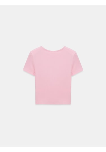Dilvin 31704 Çıtçıt Düğmeli Kısa Kollu Top-toz Pembe Toz Pembe
