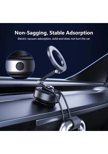 Xuweiwei Karanlık Gery Araba Vakum Manyetik Cep Telefonu Tutucu Süper Güçlü Emme 360 Derece Dönebilir Geri Çekilebilir Katlanabilir