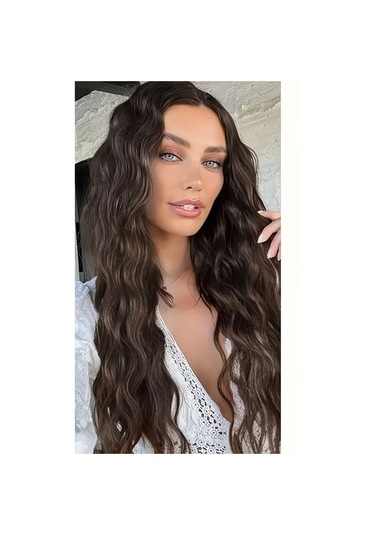 Caş Dekorasyon Isıya Dayanıklı Yıkanabilir Yarımay Saç 4 Kahverengi-dalgalı-60cm-110 Gr+2 Adet Yançıtçıt Kahverengi