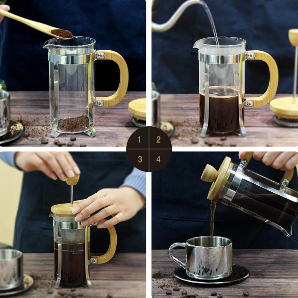 Ahşap Detaylı 600 Ml Cam French Press Diğer