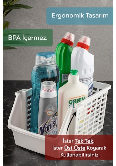 Üst Üste Eklenebilir Banyo Mutfak Rafı 1 Adet Beyaz