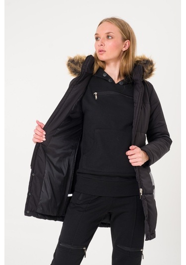 Toridas Kışlık Kürk Yaka Şişme Kadın Mont 7112siyahh 001
