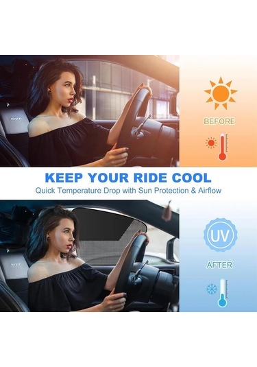 Chuangyinshop Black Magnetic Car Sunshades 4pcs Yıldız Desenli Uv Koruma Ve Isı Yalıtım Perdesi