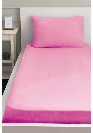 Lastikli Pamuklu Ranforce Kumaş Çarşaf Ve Yastık Kılıfı Pembe