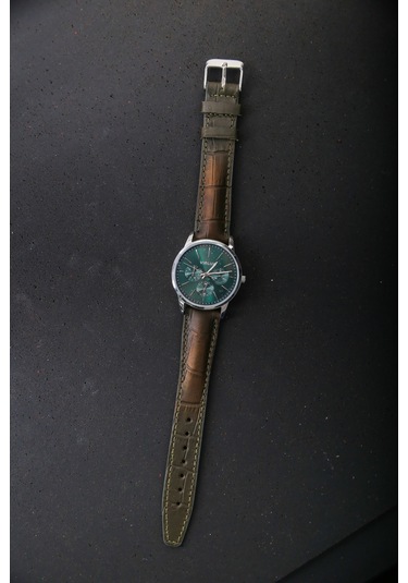 Hakiki Deri 18mm Akıllı Pimli Saat Kordonu Haki