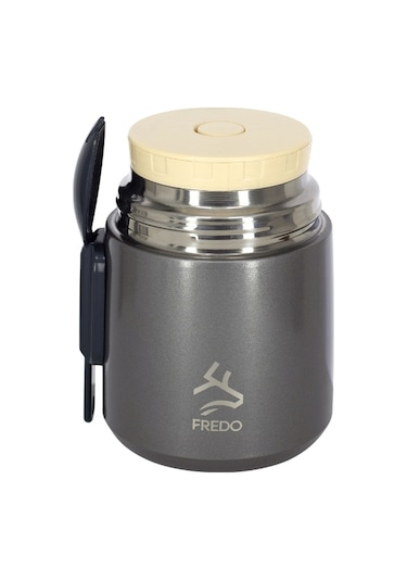 Duo Dine Bebek Metalik Gri Mama Kabı & Yemek Saklama Termosu, Mug - 8 Saat Sıcak, 12 Saat Soğuk Tutma 500 Ml Metalik Gri