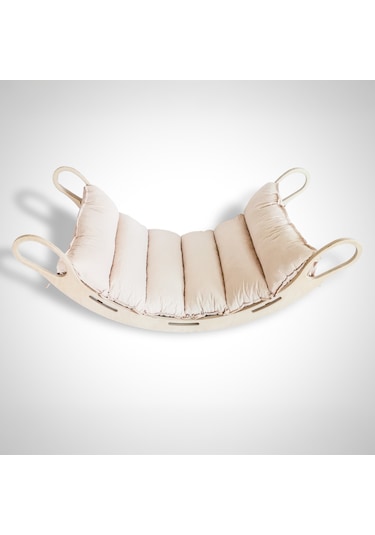 Xl Montessori Ahşap Pikler Halkası Ve Bej Minder Bej