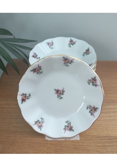 Porland Porselen Gülriz Bordo 11 Cm 12 Adet Çay Tabak