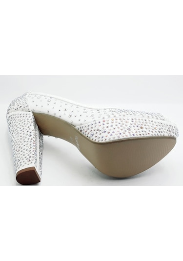 Punto 586398 Sedef Kadın Taşlı Abiye 13 Cm Topuklu  Ayakkabı