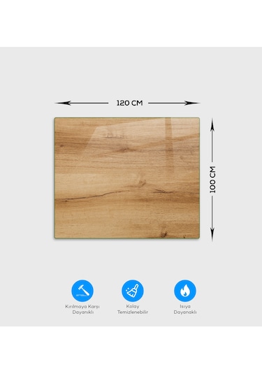 Cam Sandalye Matı Doğal Ahşap 100cm X 120cm