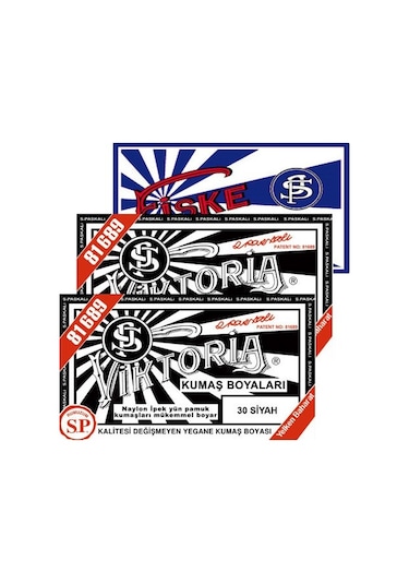 Viktoria Kumaş Boyası Siyah 2 Adet + Fiske Sabitleme 1 Adet 30 CC