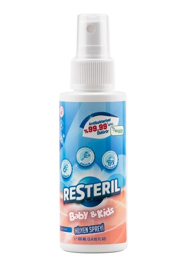 Resteril Doğal Alkolsüz Bebek Çocuk Dezenfektan Su Bazlı Hijyen Spreyi 100 ML