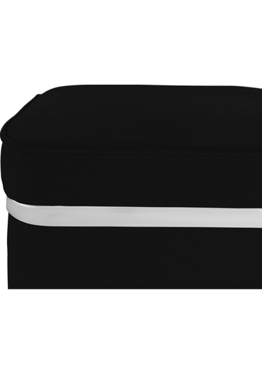 Zengo Silver Twin Line Kare Puf -siyah Kumaş, Dekoratif Makyaj Masası Pufu-modern Style